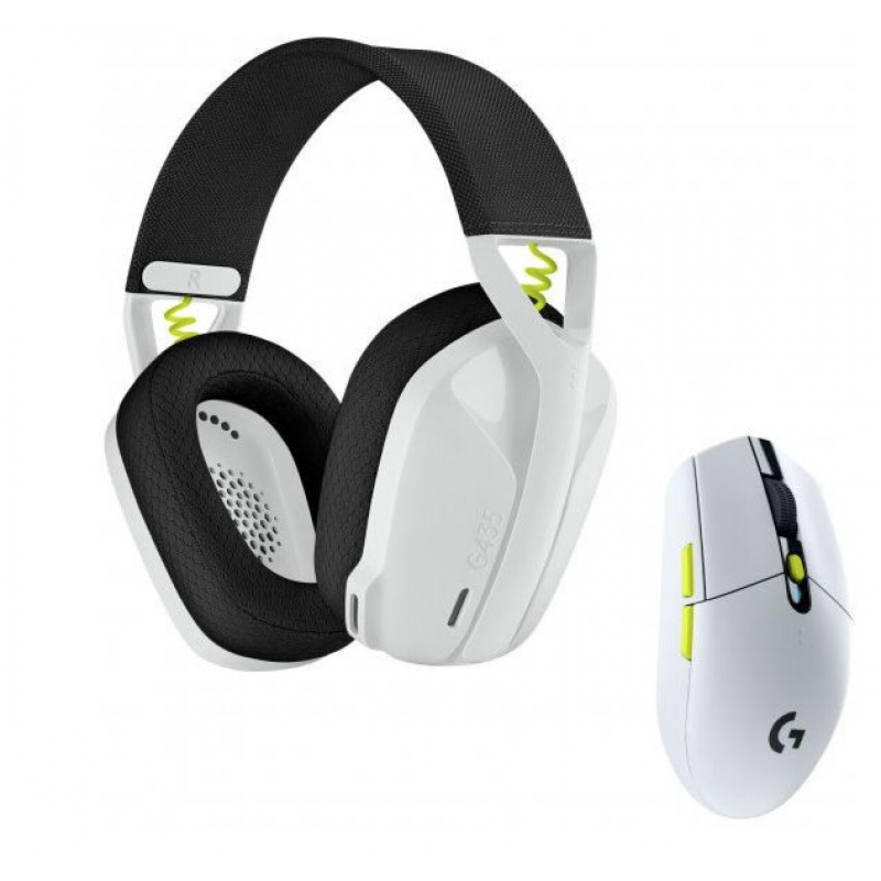 Навушники + миша Logitech G435SE + G305SE Black/White/Lime