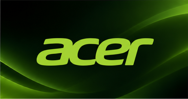Зелений логотип Acer на темному тлі