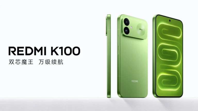 Redmi K100: смартфон зеленого кольору, екран і задня панель