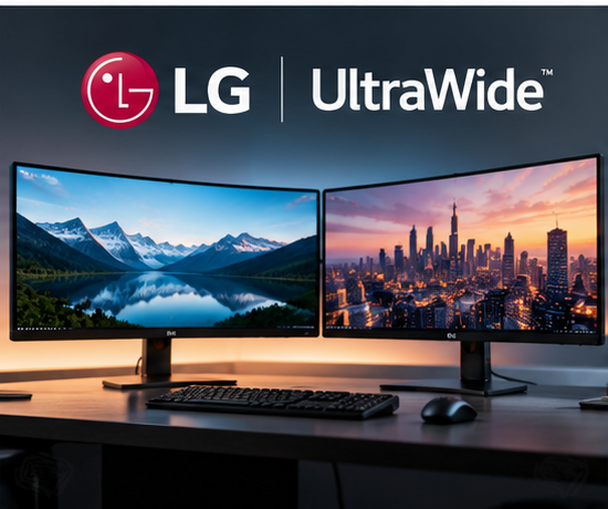 Ілюстрація двох широкоформатних моніторів LG